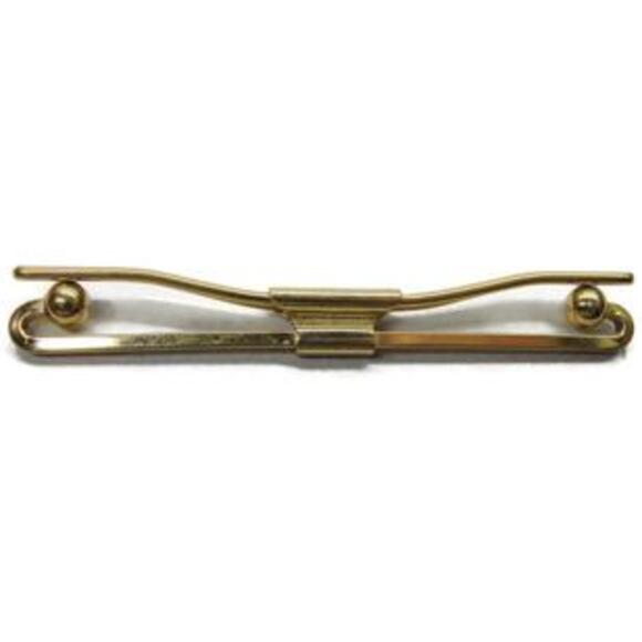 Classic Vintage Tie Collar Bar Gold Tone w Ball Ends - Picture 2 of 6